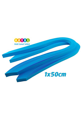 Quilling Kağıdı - Mavi  Renk 1x50cm 50li