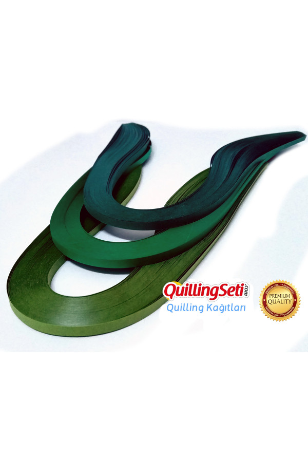 Koyu Yeşil Serisi 3 Farklı Ton Yeşil Renkli 300 Adetli Quilling Kağıdı