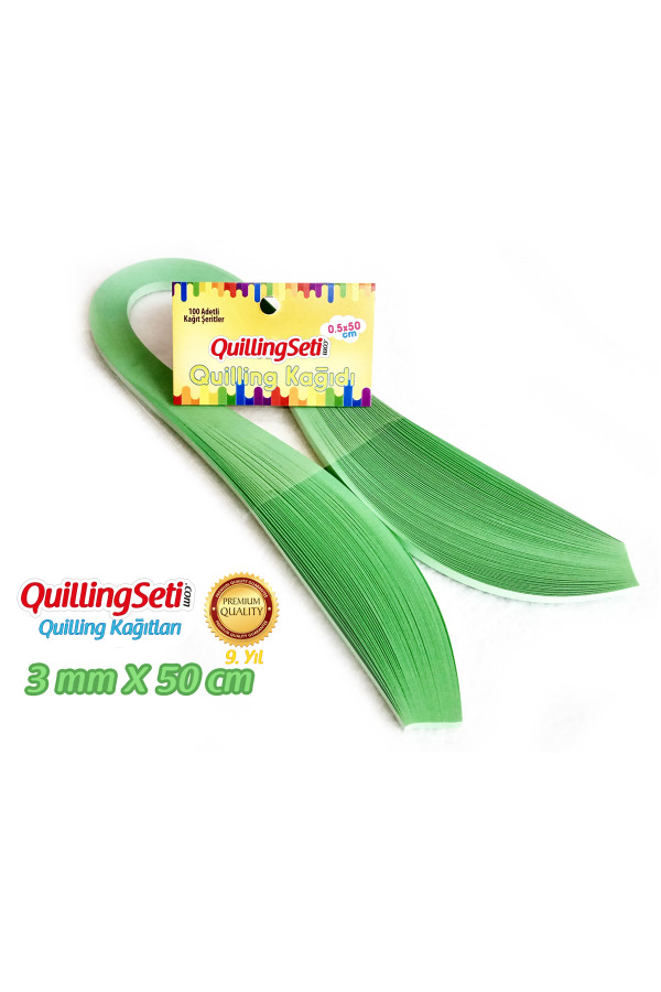 3mm Açık Yeşil Renk Quilling Kağıdı - 100lü 3mm Açık Yeşil Renk Quilling Kağıdı - 100lü