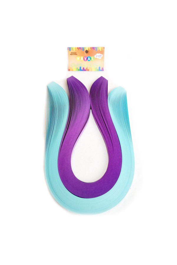 Quilling Kağıdı - Açık Mavi ve Mor Renk 200lü