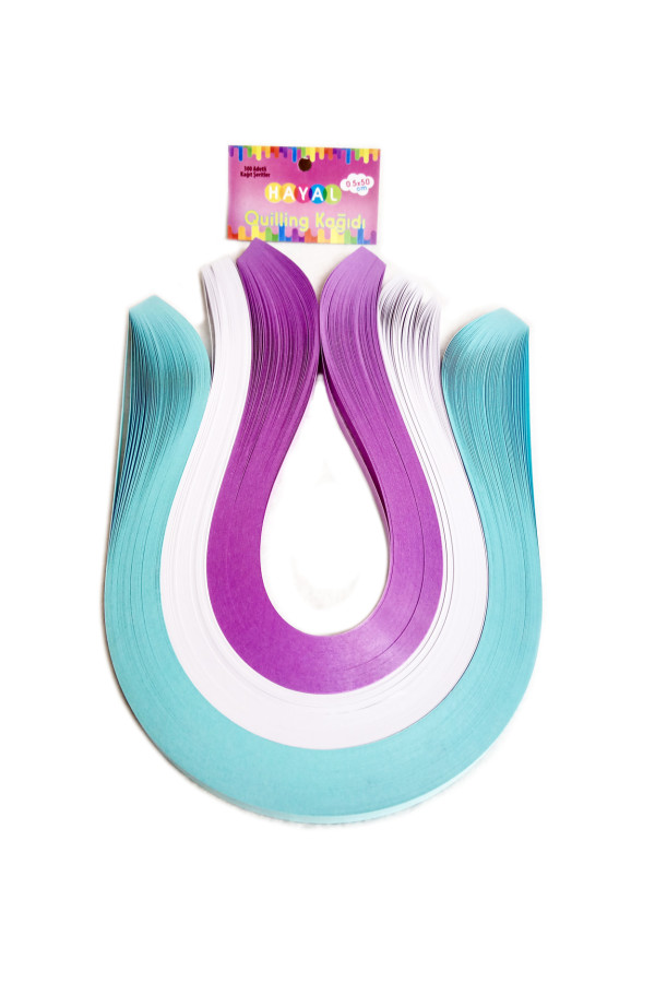 Quilling Kağıdı - Açık Mavi, Beyaz ve Lila 300lü Quilling Kağıdı - Açık Mavi, Beyaz ve Lila 300lü