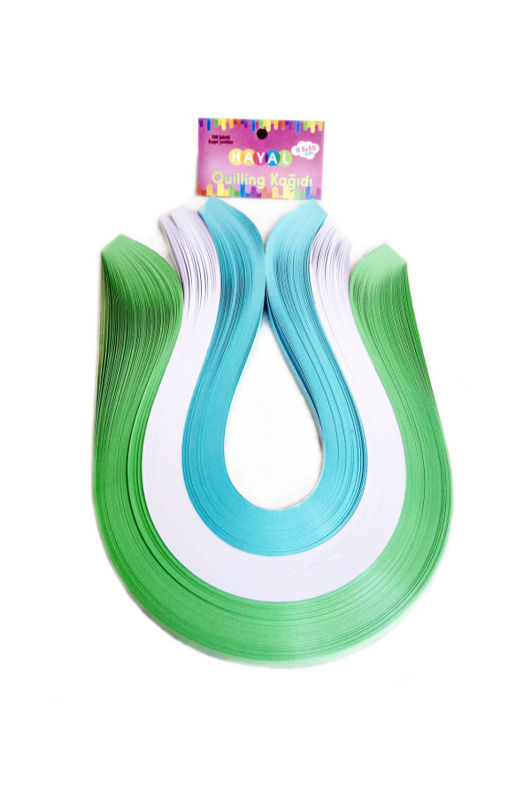Quilling Kağıdı - Açık Yeşil, Beyaz ve Açık Mavi 300lü Quilling Kağıdı - Açık Yeşil, Beyaz ve Açık Mavi 300lü