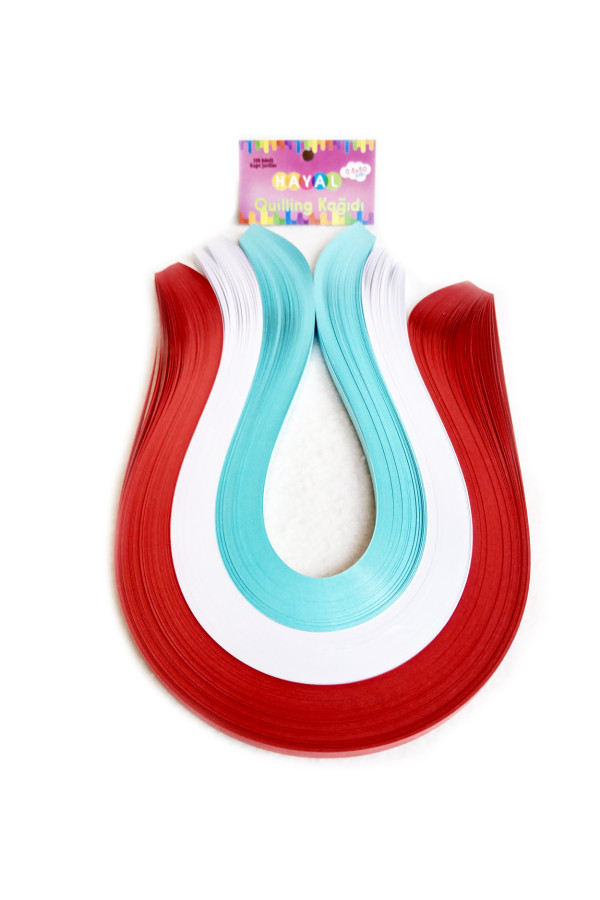 Quilling Kağıdı - Koyu Kırmızı, Beyaz ve Açık Mavi 300lü Quilling Kağıdı - Koyu Kırmızı, Beyaz ve Açık Mavi 300lü