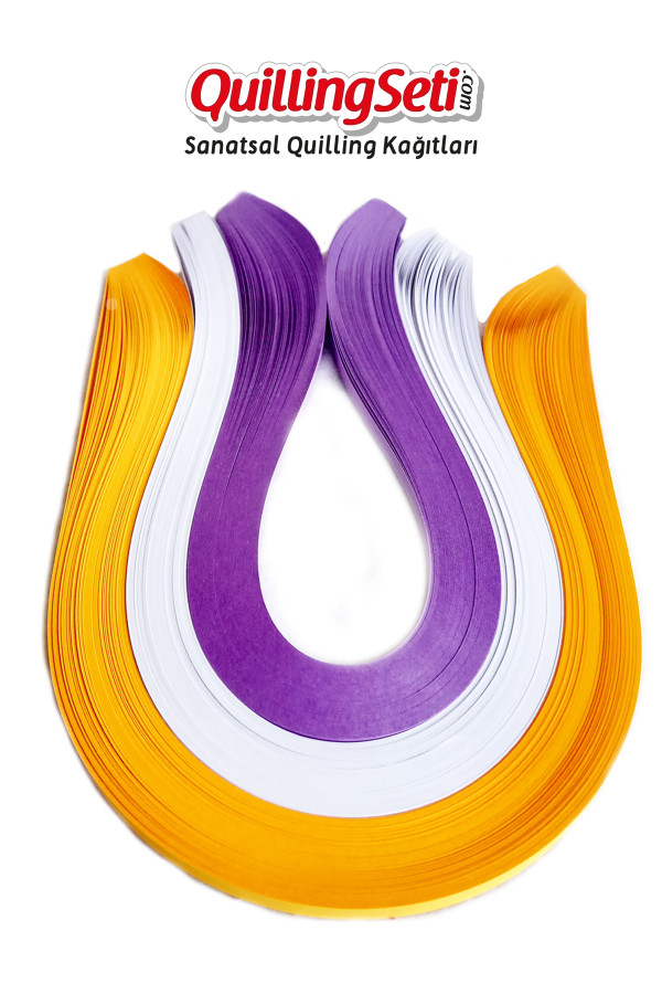 Quilling Kağıdı - Koyu Sarı, Beyaz ve Lila 300lü
