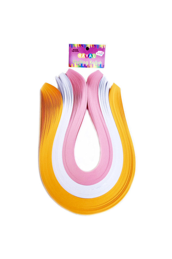 Quilling Kağıdı - Koyu Sarı, Beyaz ve Pembe 300lü