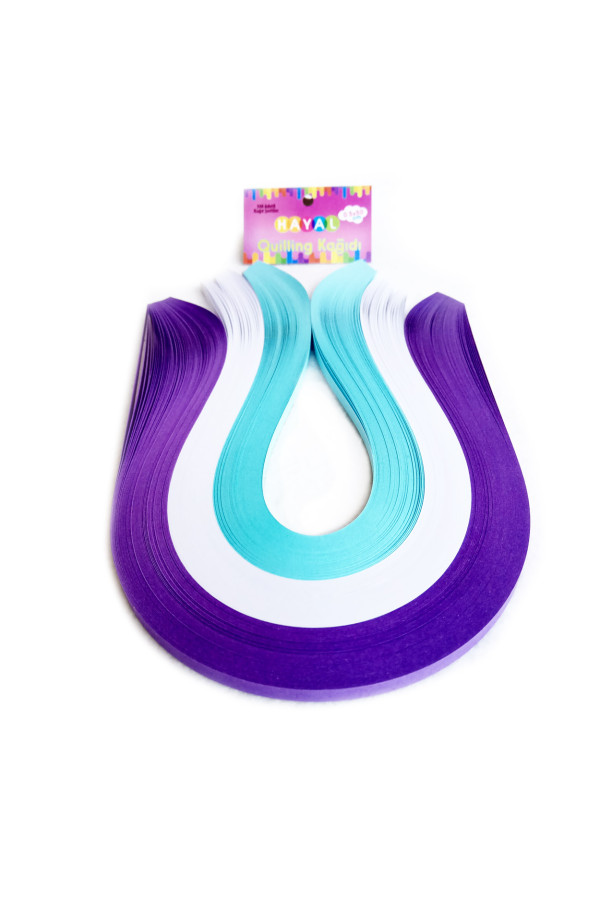 Quilling Kağıdı - Mor, Beyaz ve Açık Mavi 300lü Quilling Kağıdı - Mor, Beyaz ve Açık Mavi 300lü