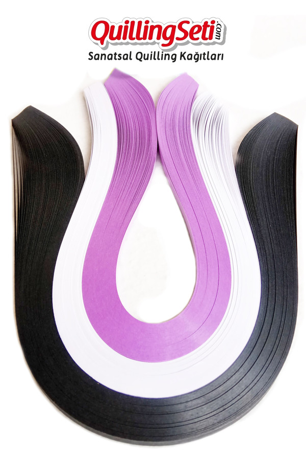 Quilling Kağıdı - Siyah, Beyaz ve Lila 300lü