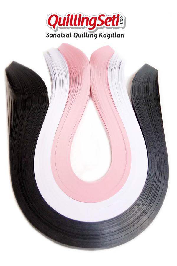 Quilling Kağıdı - Siyah, Beyaz ve Pembe 300lü Quilling Kağıdı - Siyah, Beyaz ve Pembe 300lü