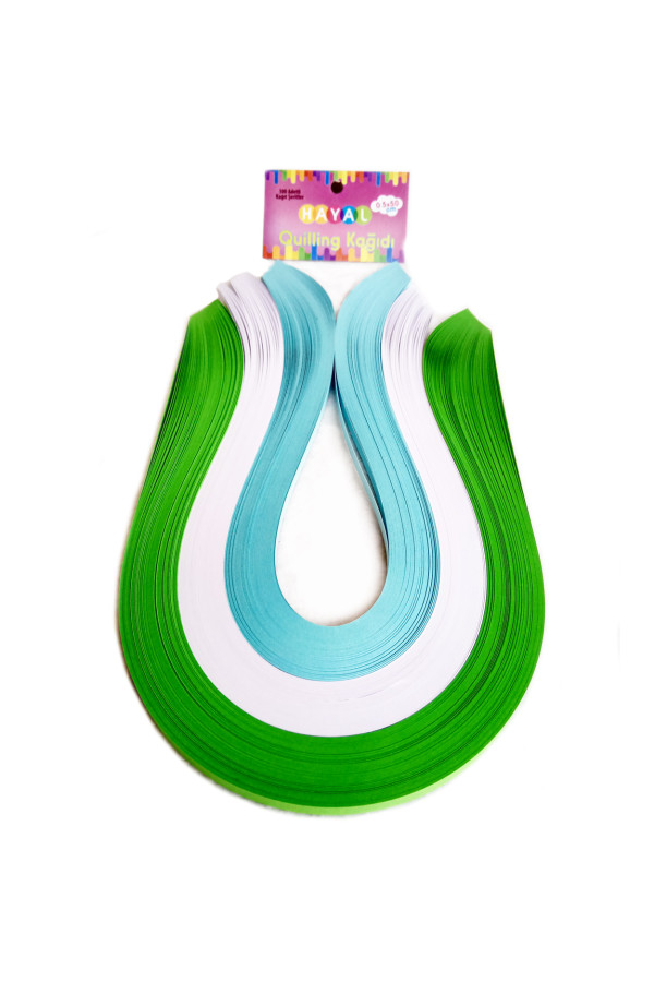 Quilling Kağıdı - Yeşil, Beyaz ve Açık Mavi 300lü Quilling Kağıdı - Yeşil, Beyaz ve Açık Mavi 300lü