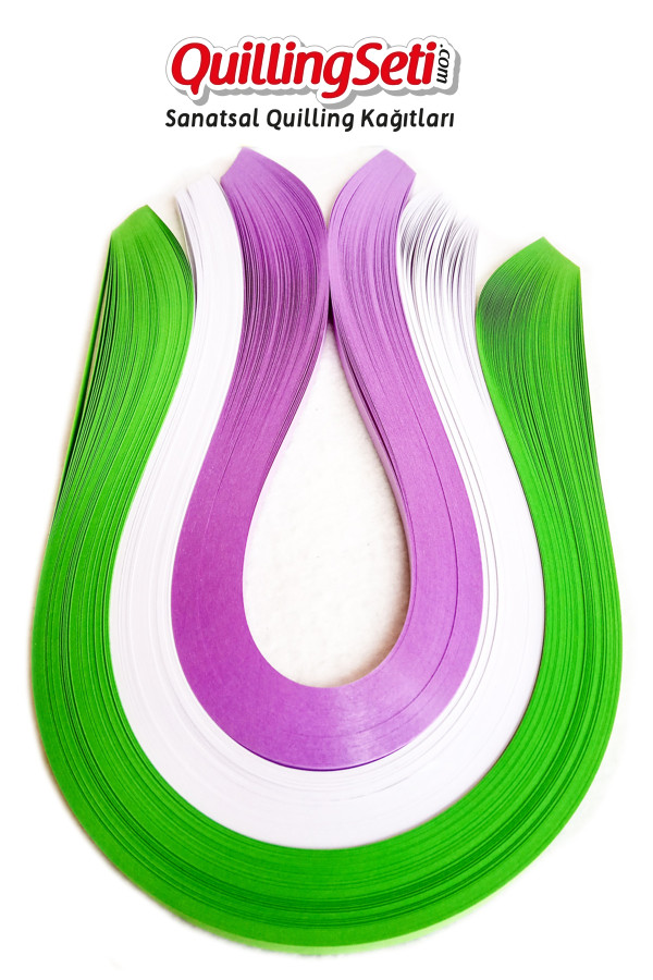 Quilling Kağıdı - Yeşil, Beyaz ve Lila 300lü